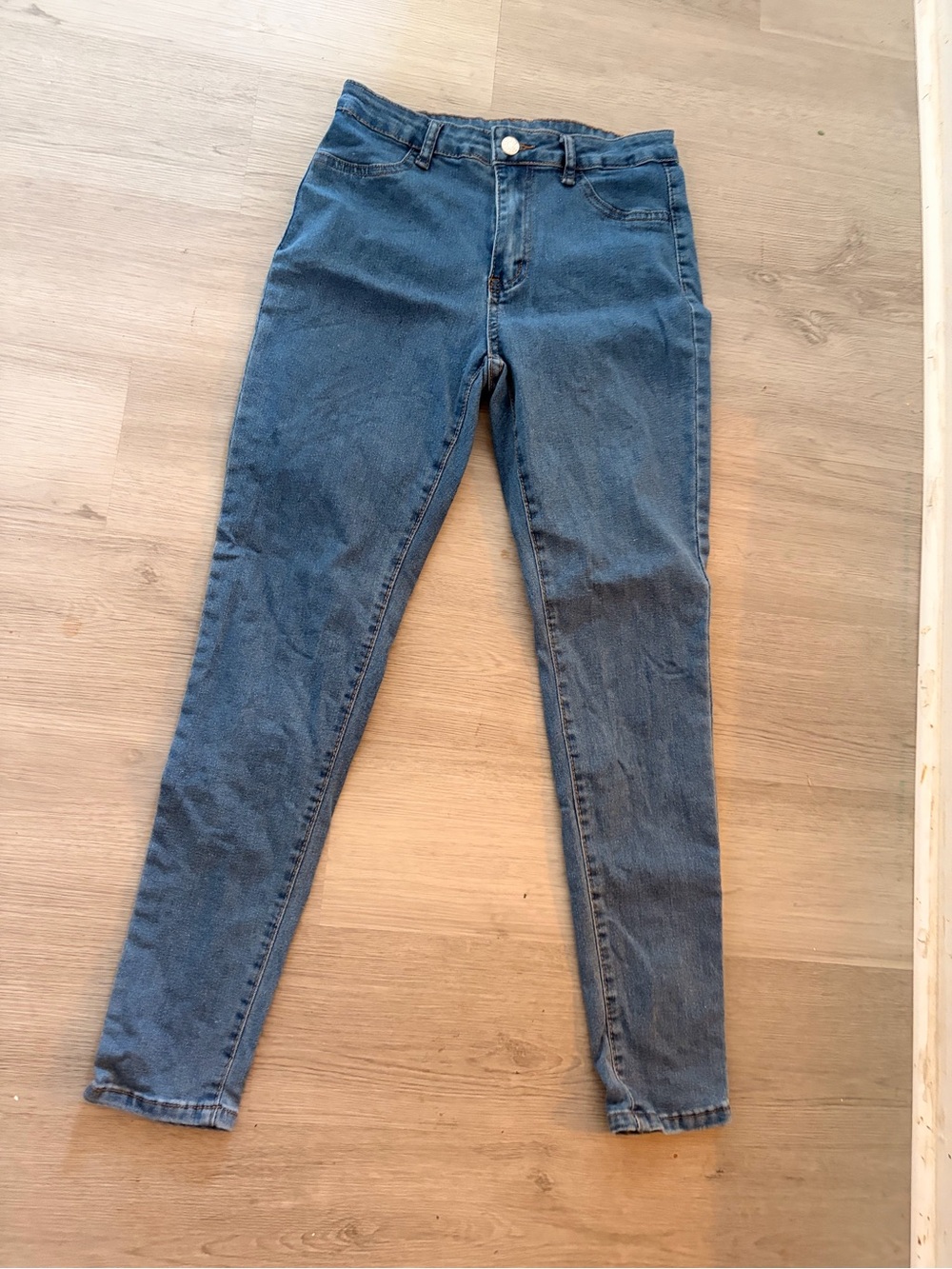 SHEIN Dark Blue High-Rise Skinny Jeans